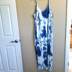 Ours Brand Elegant Blue and White Maxi Dress